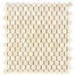 Crema Marfil polished penny round marble mosaic for elegant kitchen backsplashes and bathroom walls.