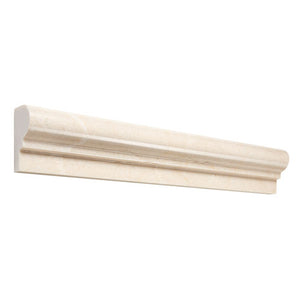 Crema Marfil honed 2×12 single-step ogee chair rail.