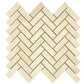 Crema Marfil Marble Herringbone Mosaic 1x3 tile in honed and polished beige marble.
