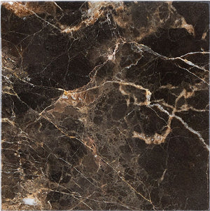 Emperador Dark polished 12 x 12 marble tile for elegant flooring and sophisticated wall cladding.