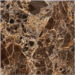 Emperador Dark polished 18×18 marble tile.