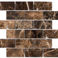 Emperador Dark tumbled 2 x 4 mosaic tile for rustic shower floors and decorative accents.