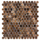 Emperador Dark tumbled penny round mosaic tile for modern shower walls and decorative accents.
