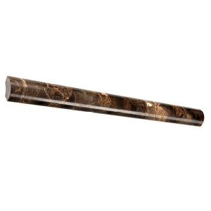 Emperador Dark polished quarter-round trim on an interior wall edge.