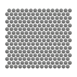 Foundry Silver Mist matte full-body porcelain penny-round mosaic.