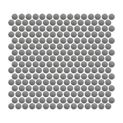 Foundry Silver Mist matte full-body porcelain penny-round mosaic.