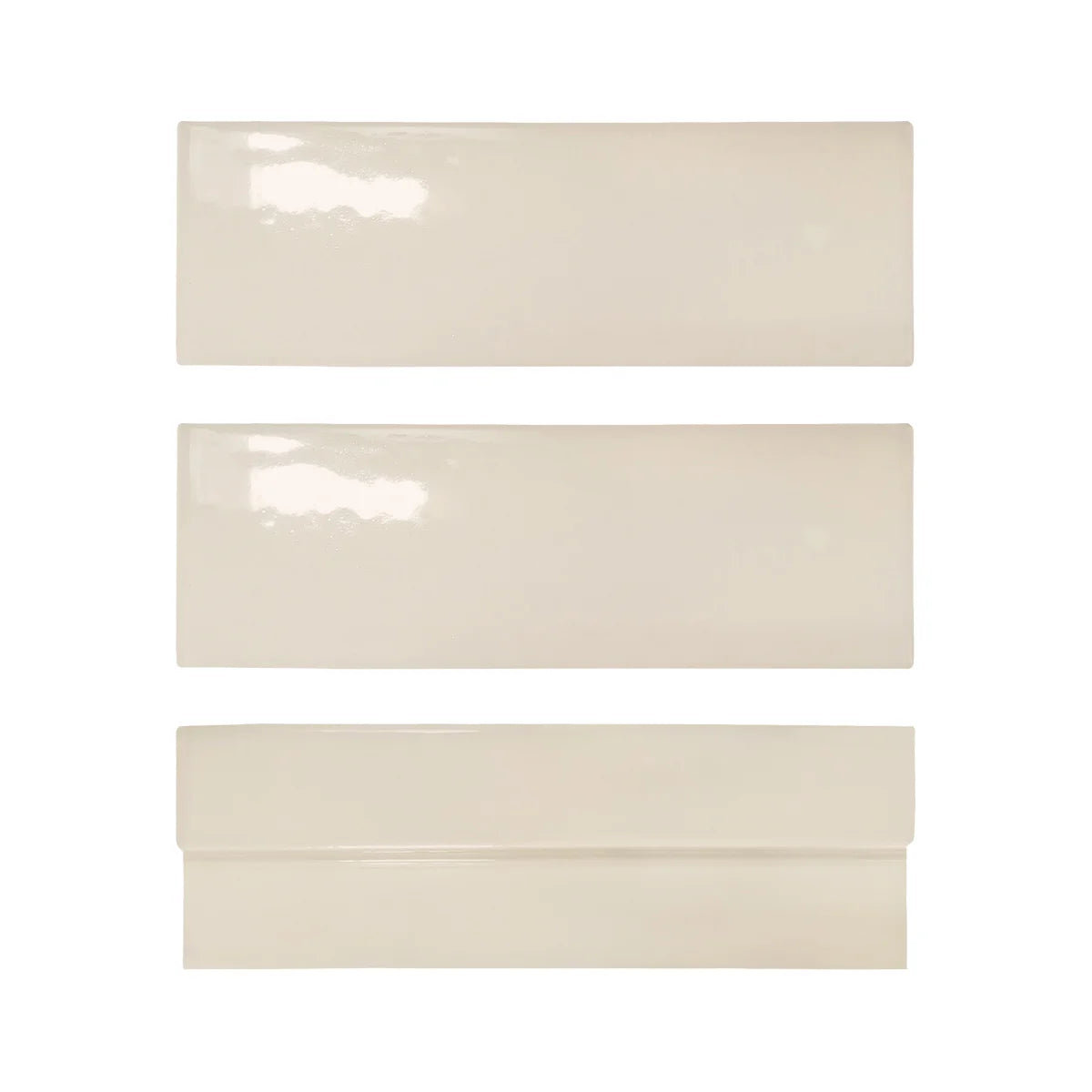 Fez Glow glossy 2×6 ceramic wall tile in a warm golden ivory.