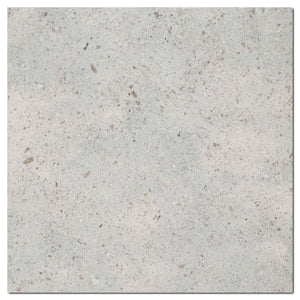 Gascogne Blue Limestone 18×18 honed tile with fine-grained blue-gray texture.