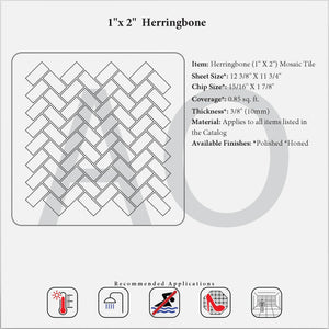 Luxury Marble Herringbone Tile for Floors, Walls & Decorative Accents