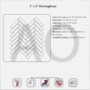 Bianco Dolomite 1 x 4 Herringbone Mosaic