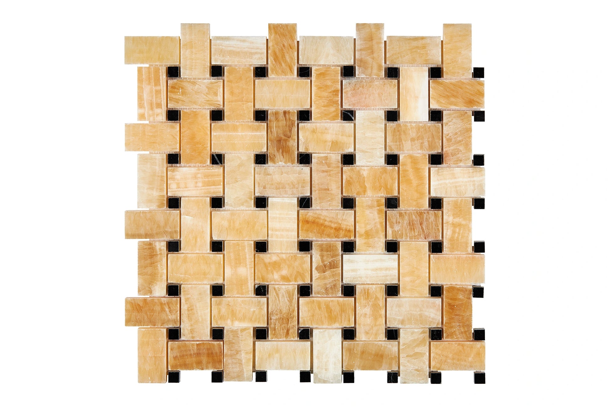 basketweave with black dots onyx mosaic