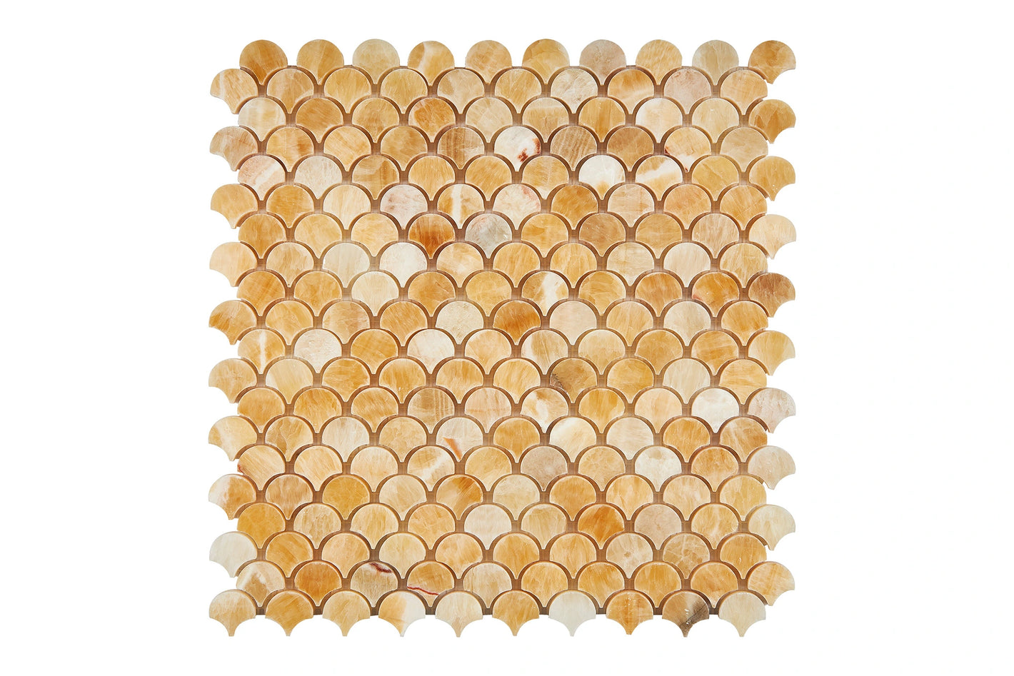 Honey Onyx Stone Fan (Fish-scale) Mosaic Tile Polished