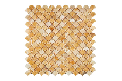 Honey Onyx Stone Fan (Fish-scale) Mosaic Tile Polished