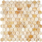Honey Onyx polished 1-inch hexagon mosaic tile for elegant backsplashes and shower floors.