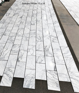 Statuary White Marble Tile 12 x 24 Honed _ Batch 3903