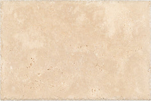 Ivory Travertine 16 x 24 tile with tumbled finish for rustic flooring and outdoor spaces.