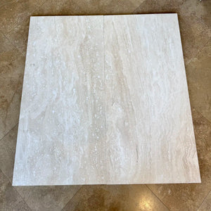 18×36 Large-Format Tile showing honed and filled warm ivory-beige Ivory Travertine.