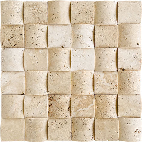 Ivory Travertine 2x2 Dimensional Mosaic Tile – Honed - mosaic  