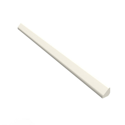 Ivory Satin 1/2x8 ceramic trim piece with a soft milk-white finish for timeless elegance.