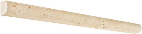 Ivory Travertine pencil liner with a rounded profile for refined tile edge finishing.