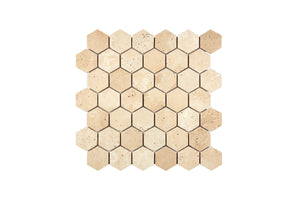 Ivory Travertine 2 In. Hexagon Mosaic