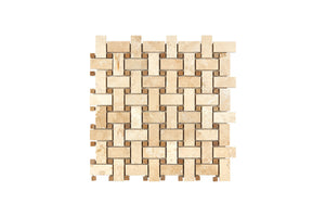 tumbled ivory travertine basketweve mosaic