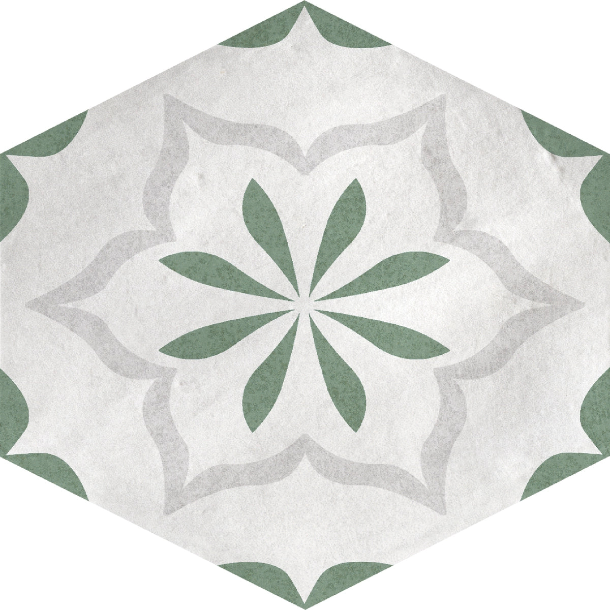 Fez Collection: Porcelain Hexagonal Floor Tiles - Jade