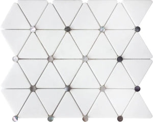 Ethereal Miki Mosaic Tile – 11”x13” Soft Pearl and Marble Blend for Serene Interiors.