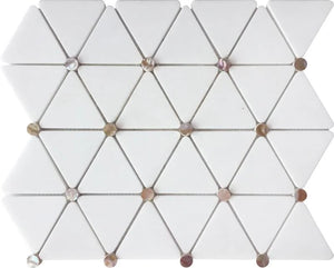 Radiant Southsea Mosaic Tile – 11”x13” Warm Pearl and Marble Design for Elegant Interiors.