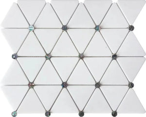 Tahitian Glow Mosaic Tile – 11”x13” Dark Pearl and Marble Highlights for Luxurious Spaces.