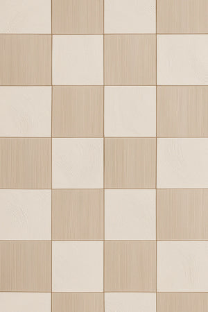 6×6 repeating checkerboard of ivory and beige textured porcelain tiles arranged in a perfect alternating pattern.”