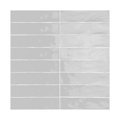 Ash Gray glossy ceramic tile from the ModLine Collection, offering a modern neutral for walls.