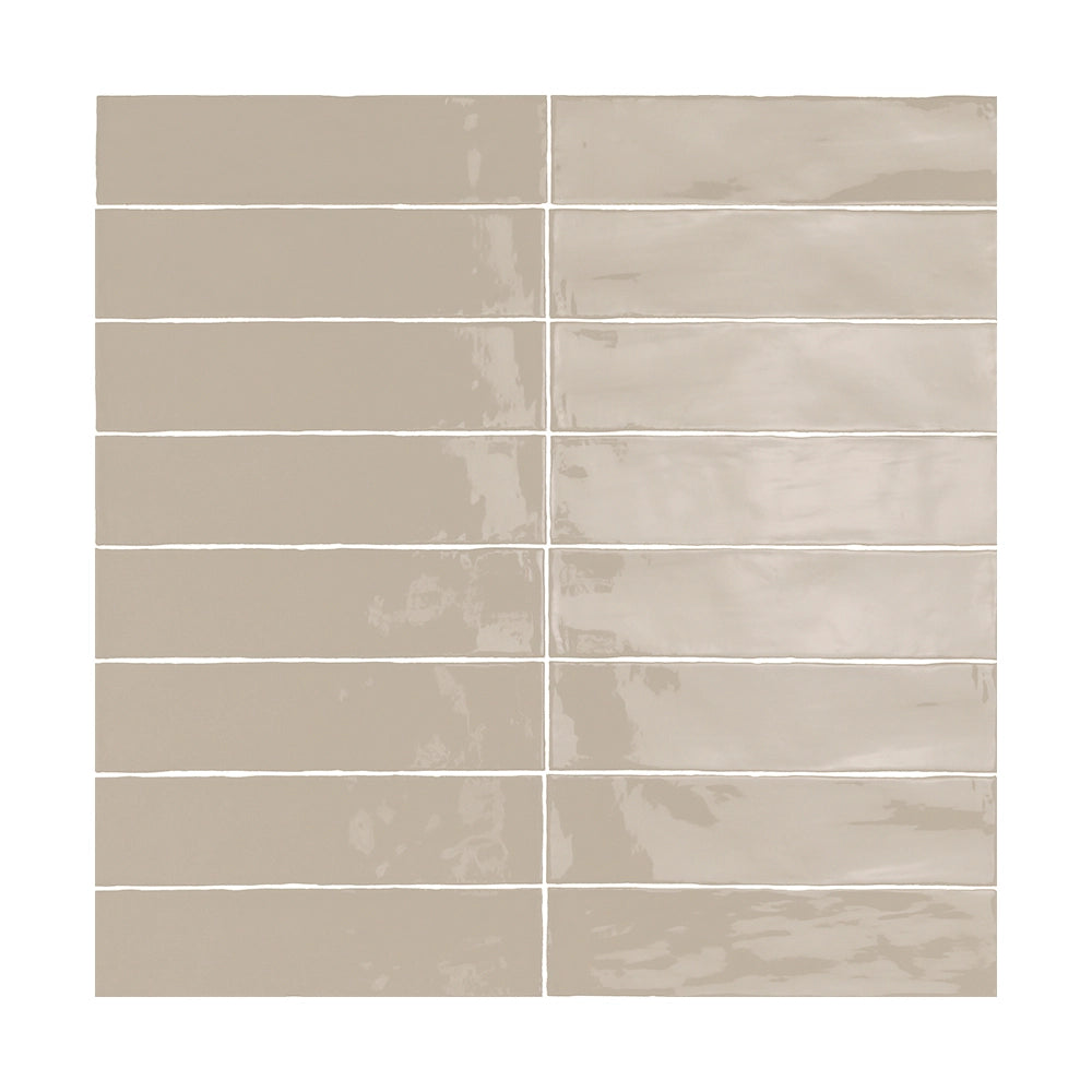 Desert Sand glossy ceramic tile from the ModLine Collection, providing neutral tones for versatile interiors.