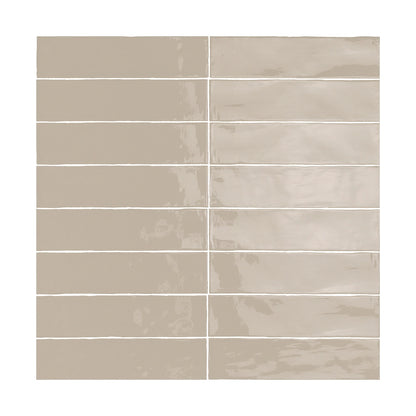 Desert Sand glossy ceramic tile from the ModLine Collection, providing neutral tones for versatile interiors.