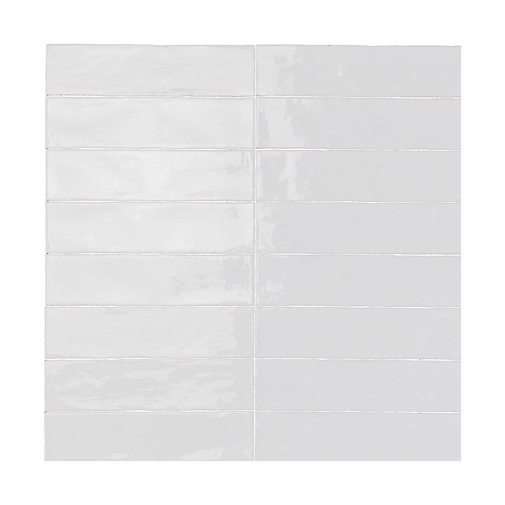 Frost White glossy ceramic wall tile from the ModLine Collection, 3x12 size, perfect for minimalist interiors.