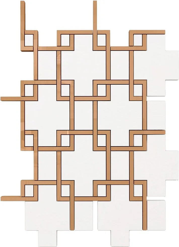 Modern Heritage Golden Accent marble and stainless-steel geometric mosaic.
