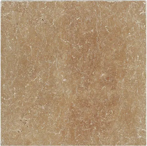 Noce Travertine Subway Tile 4x4 – Tumbled finish, natural texture, perfect for rustic interiors and exteriors.