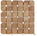 Noce Travertine Octagon Mosaic – Tumbled - mosaic  