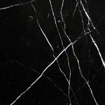 Nero Marquina 12x12 honed black marble tile with white veins for floors and walls.