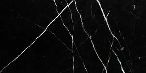 Nero Marquina 12x24 honed black marble tile with matte finish for modern interiors.