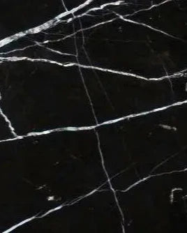 Nero Marquina 18x18 polished black marble tile with white veining for luxury floors.