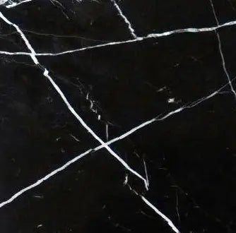 Nero Marquina 18x18 honed black marble tile with white veins for modern walls and spaces.