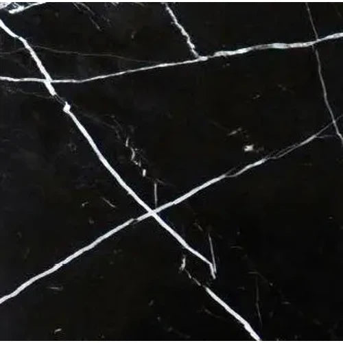 Nero Marquina marble honed 18×18 micro-beveled tile.