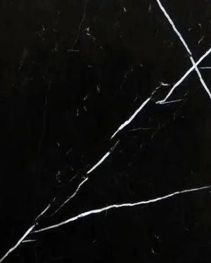 Nero Marquina 24x24 polished black marble tile with white veining for luxurious floors.