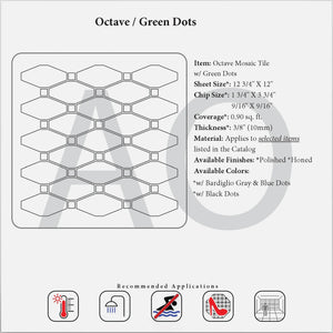 White Thassos Marble Elongated Hexagon Green Mosaic