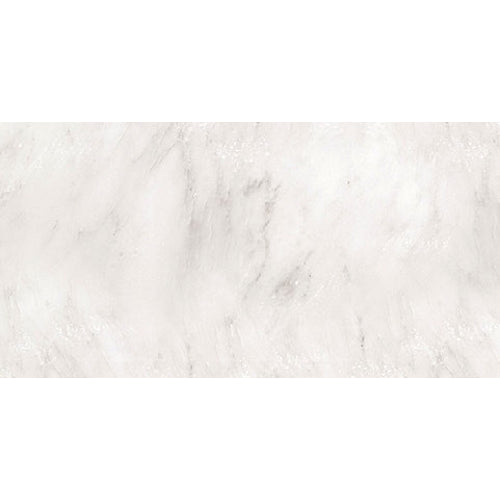 Oriental White marble 3×6 subway tile with a tumbled finish.