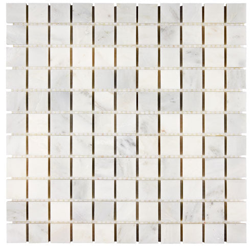 Oriental White Marble 1 x 1 mosaic tile with polished finish for sleek and elegant backsplashes.