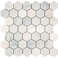 Oriental White Marble 2-inch hexagon mosaic tile with polished finish for timeless interiors.