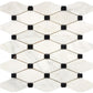 Oriental White Marble elongated hexagon mosaic tile with black dots and polished finish for elegant interiors.