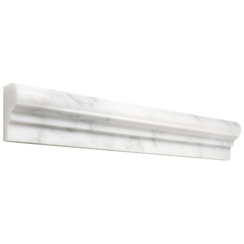 Oriental White 2 x 12 ogee liner single step with polished finish for elegant tile edges.